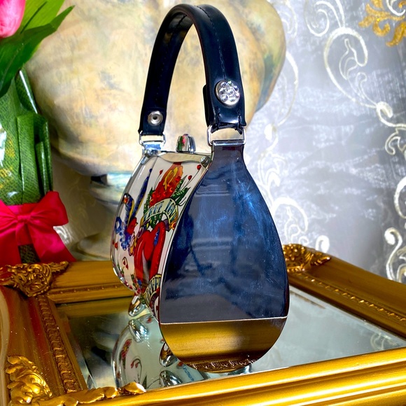 LITTLE EARTH USA PRISTINE Metal Purse Tattoo Art Swarovski Crystals Mini Bag - Picture 9 of 17